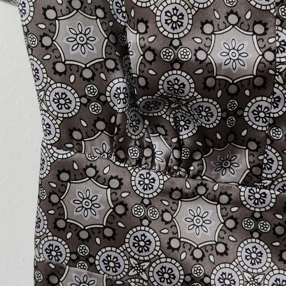 TED BAKER LONDON TB 3 US 6 Silk Tie Back Dress in Gray Multi Geometric Print 👗 - Picture 3 of 9